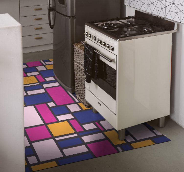 Tapis vinyle géométrique blocs colorés - TenStickers