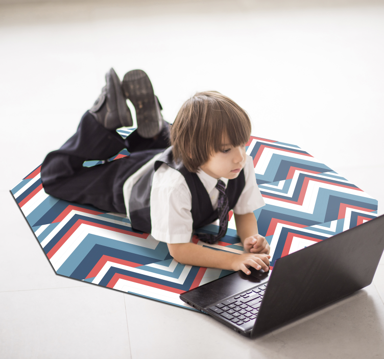 Tapis vinyle géométrique blocs de couleurs à chevrons - TenStickers