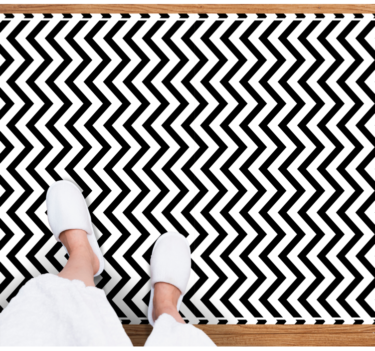 Tapis vinyle géométrique chevron noir et blanc - TenStickers