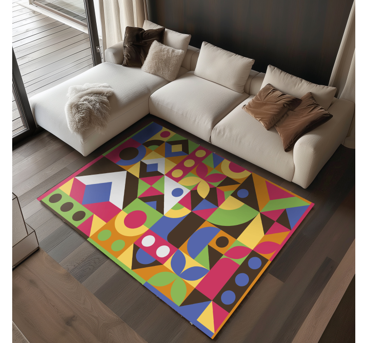 Tapis vinyle géométrique coloré et rétro - TenStickers