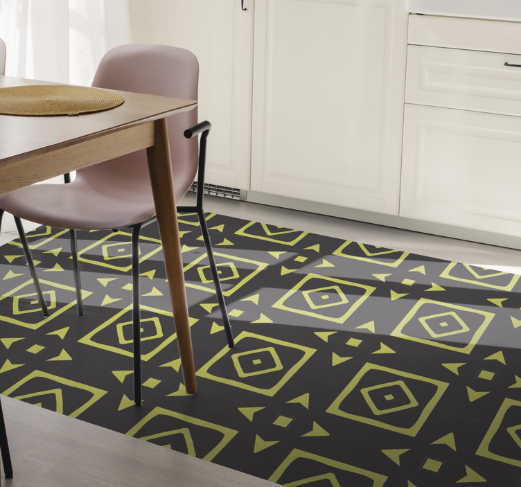 Tapis vinyle géométrique design losanges jaunes - TenStickers