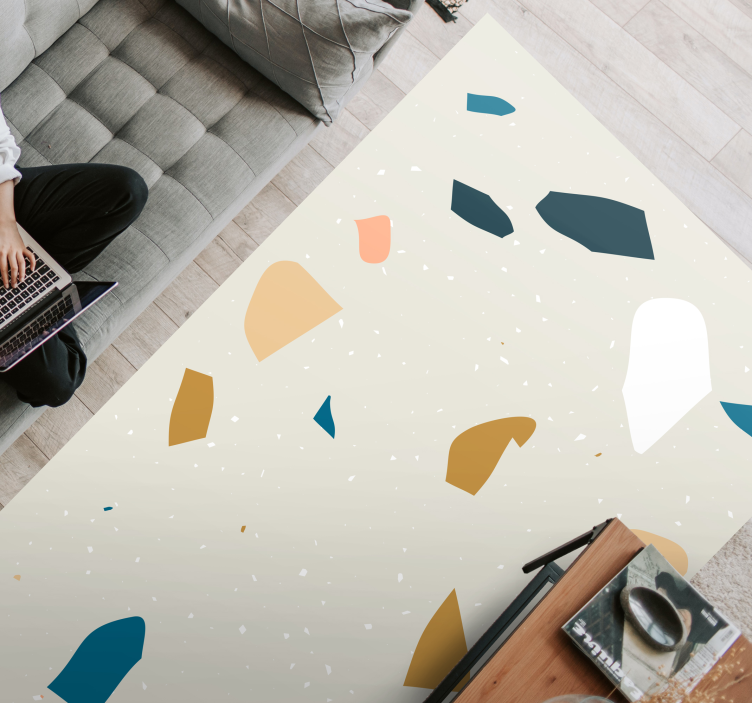 Tapis vinyle géométrique éclaboussure de terrazzo - TenStickers