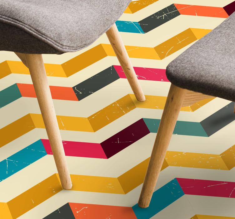 Tapis vinyle géométrique éclat de couleurs à chevrons - TenStickers