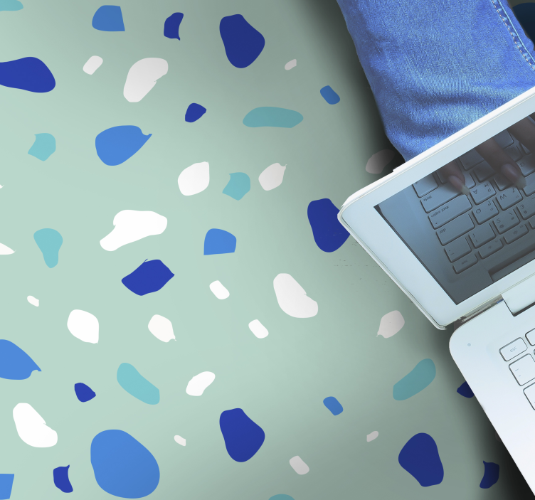 Tapis vinyle textures terrazzo bleu - TenStickers