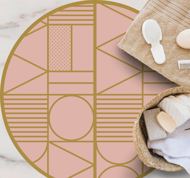 Tapis vinyle géométrique motif rose - TenStickers