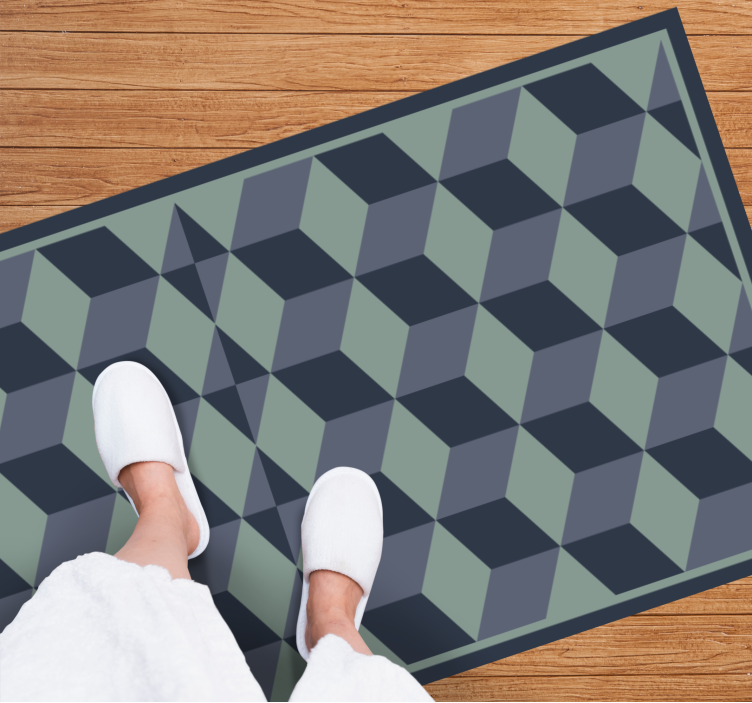 Tapis vinyle géométrique jeu de motifs cubiques - TenStickers