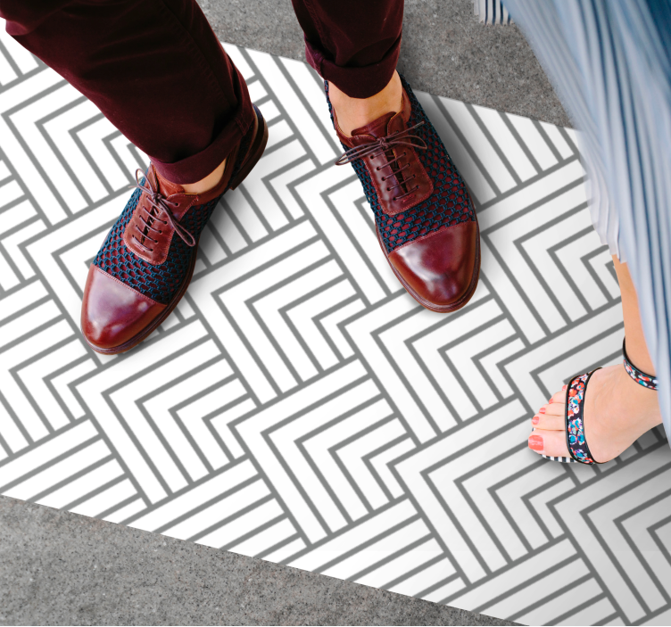 Tapis vinyle géométrique labyrinthe gris - TenStickers