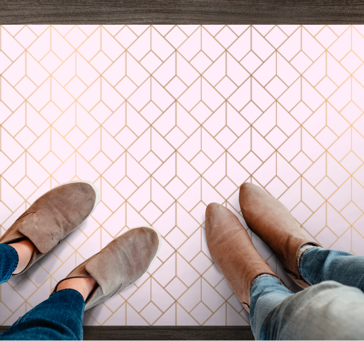 Tapis vinyle géométrique modèle formes géométriques dorés - TenStickers