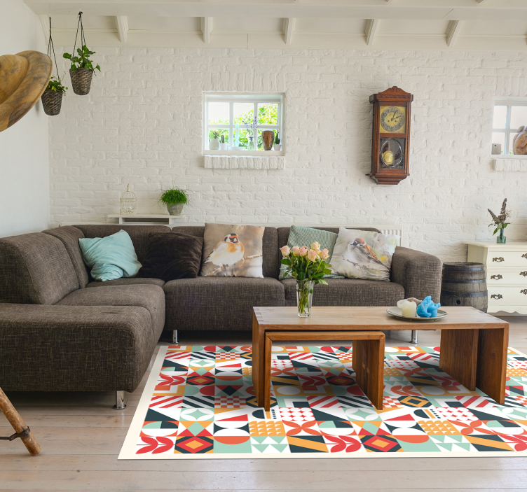 Tapis vinyle géométrique mosaïque symétrique - TenStickers