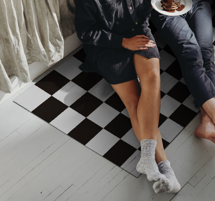 Tapis vinyle géométrique motif à carreaux - TenStickers