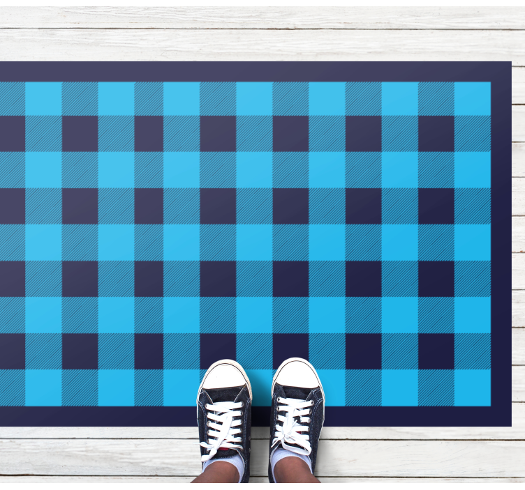 Tapis vinyle géométrique motif à carreaux azur - TenStickers