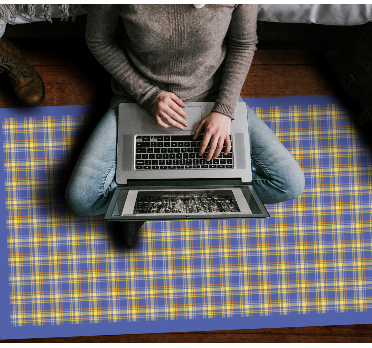 Tapis vinyle rayures motif écossais jaune - TenStickers