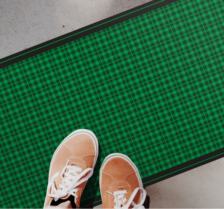 Tapis vinyle géométrique motif à carreaux verts - TenStickers