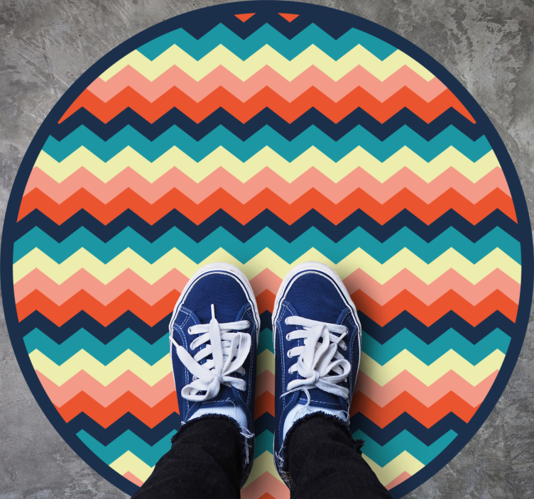 Tapis vinyle géométrique motif à chevrons coloré - TenStickers