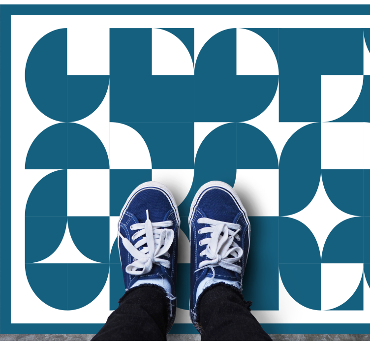 Tapis vinyle géométrique motif abstrait bleu - TenStickers