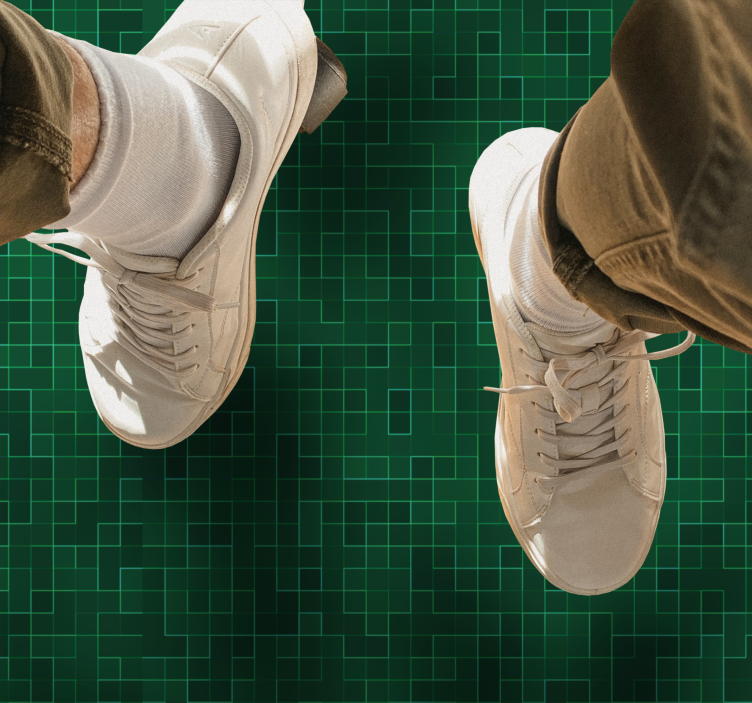 Tapis vinyle géométrique motif de grille verte - TenStickers