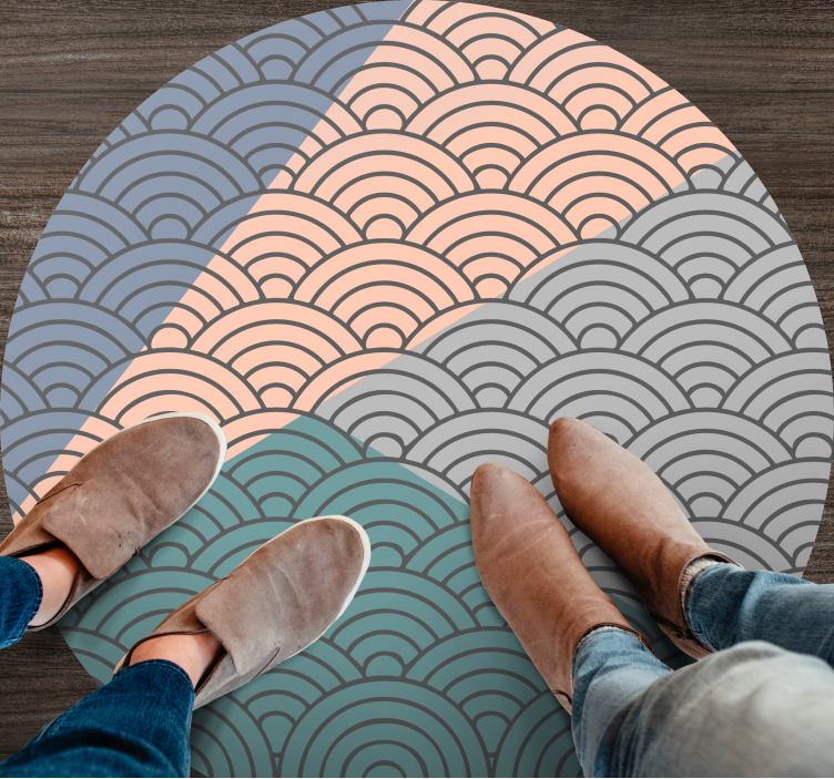 Tapis vinyle géométrique motif de vagues festonnées - TenStickers
