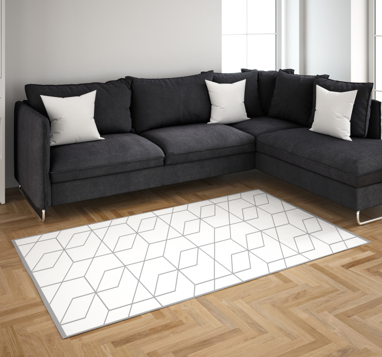 Tapis vinyle géométrique motif moderne gris - TenStickers