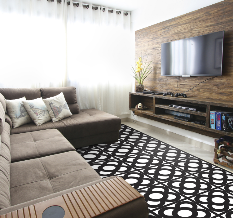 Tapis vinyle géométrique motifs circulaires - TenStickers