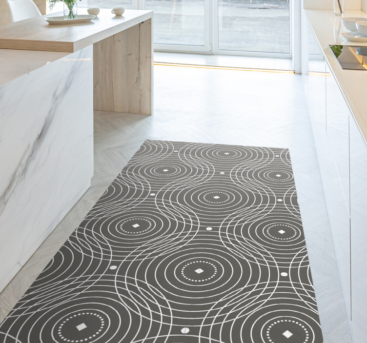 Tapis vinyle géométrique rayures à motifs circulaires - TenStickers