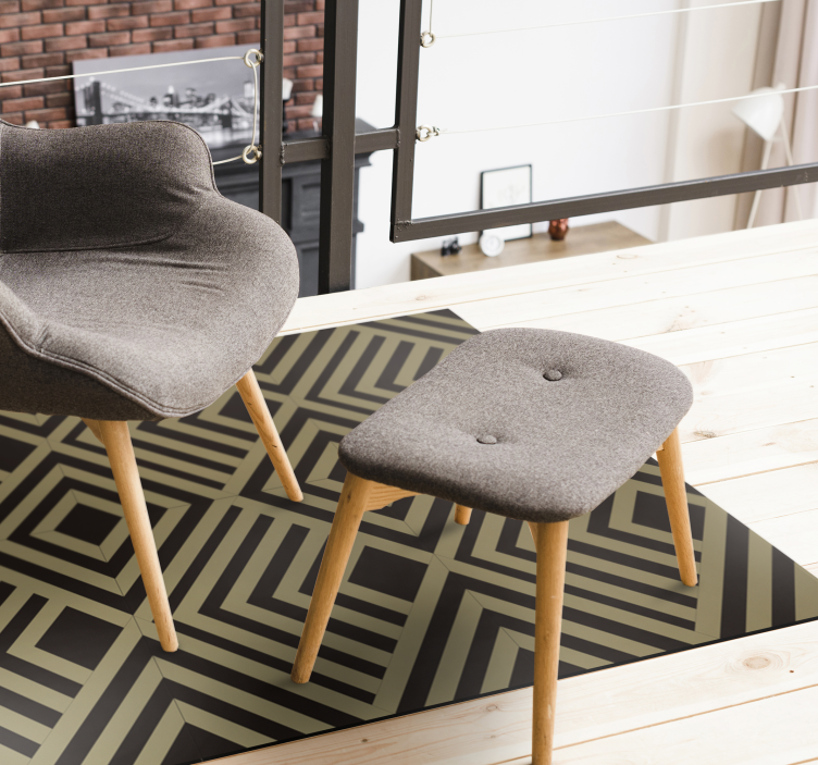 Tapis vinyle géométrique rayures angulaires beiges - TenStickers