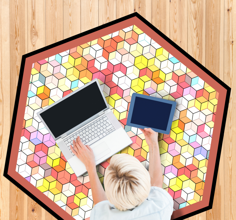 Tapis vinyle géométrique spectre hexagonal - TenStickers