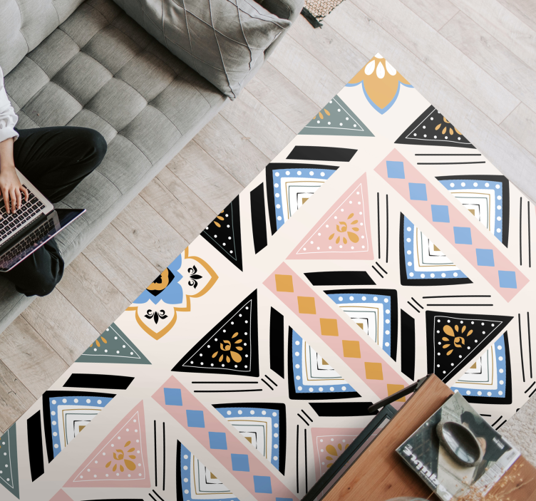 Tapis vinyle géométrique tapisserie à motifs géométriques - TenStickers