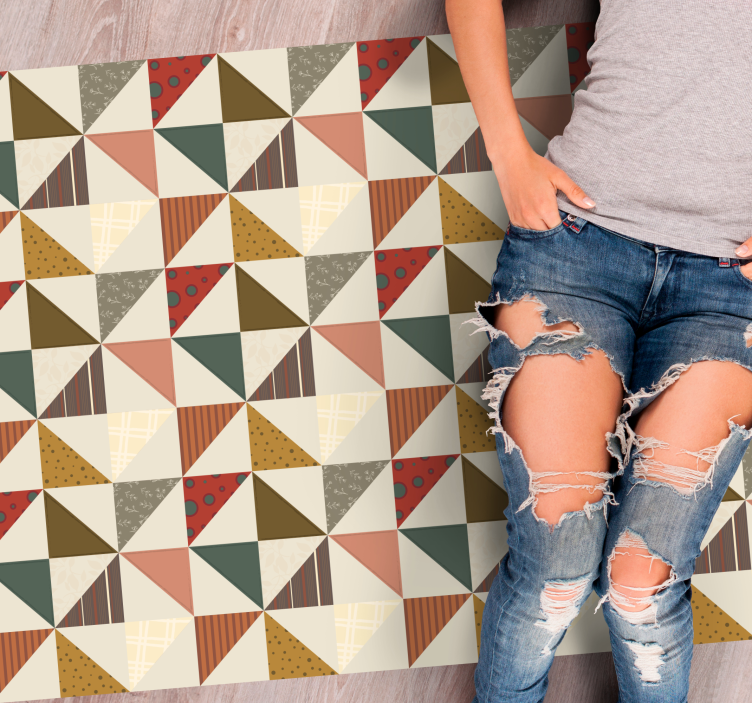 Tapis vinyle géométrique triangles colorés - TenStickers