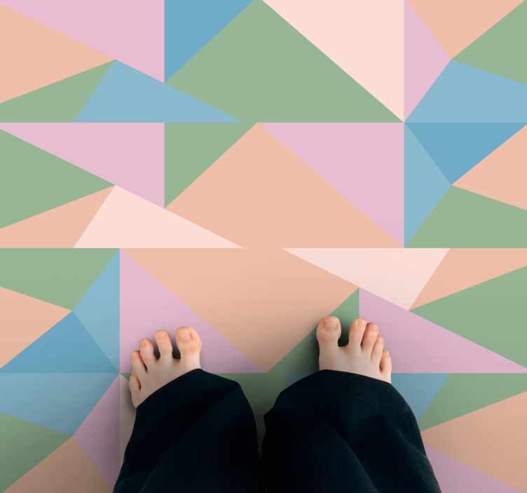 Tapis vinyle géométrique triangles pastels - TenStickers