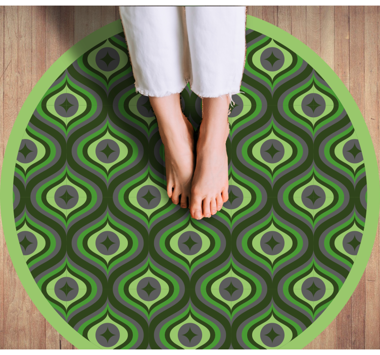 Tapis vinyle rond vagues vertes complexes - TenStickers