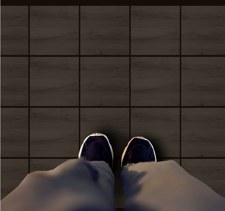 Tapis vinyle imitation parquet carreaux de bois foncé - TenStickers