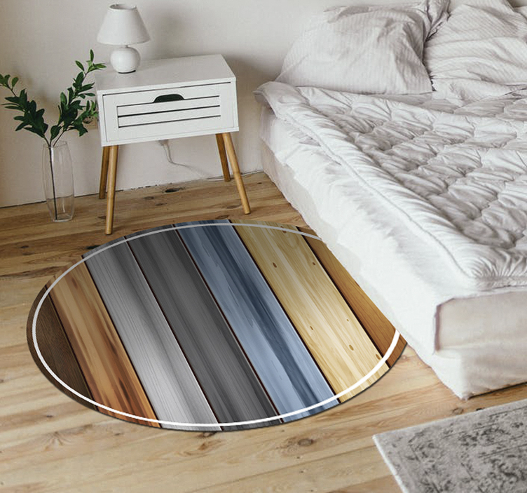 Tapis vinyle imitation parquet cercle en bois rayé - TenStickers