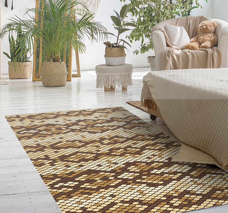 Tapis vinyle imitation parquet mosaïque pixelisée - TenStickers