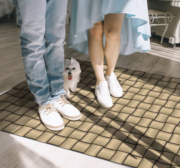 Tapis vinyle imitation parquet motif de carreaux marron - TenStickers