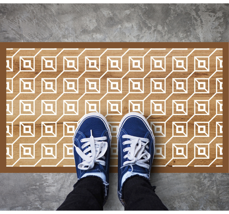 Tapis vinyle imitation parquet motifs géométriques - TenStickers