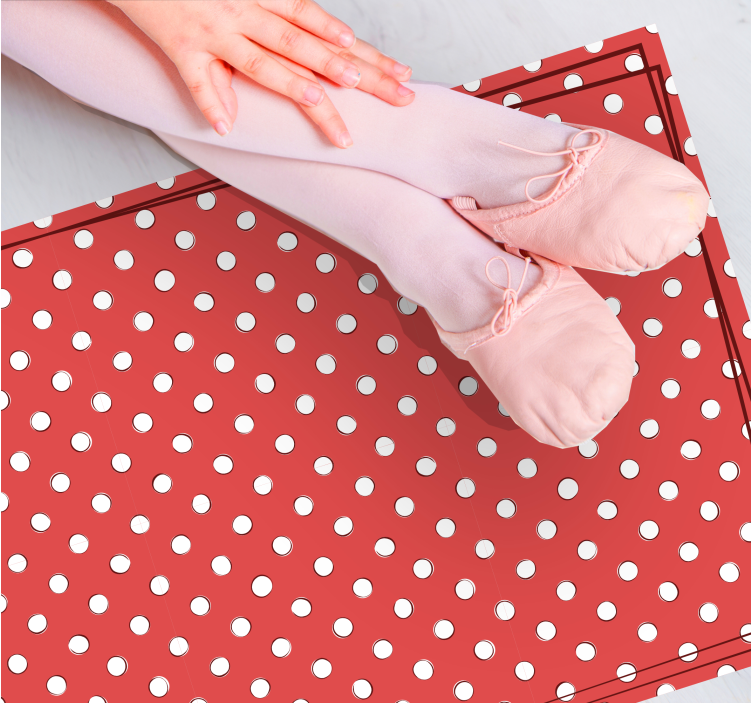 Tapis vinyle imitation parquet pois rouges - TenStickers