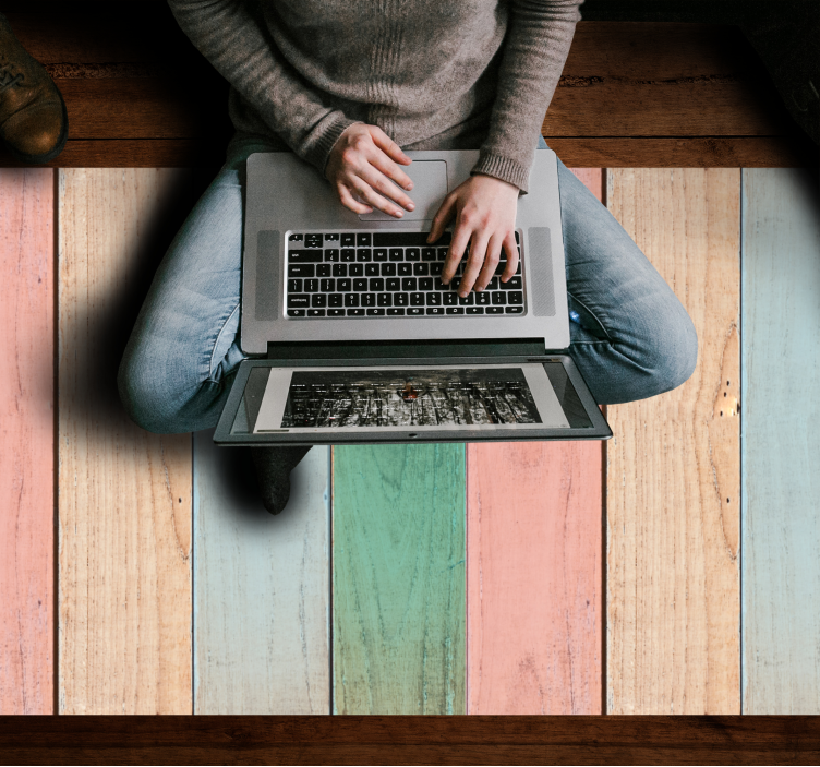 Tapis vinyle imitation parquet surface de planche pastel - TenStickers