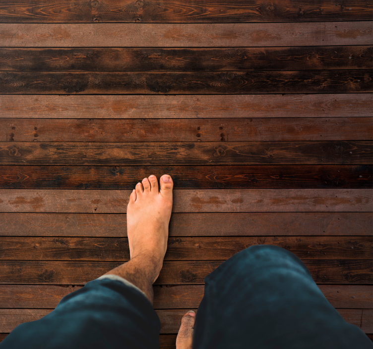 Tapis vinyle imitation parquet nuance brun foncé réaliste - TenStickers