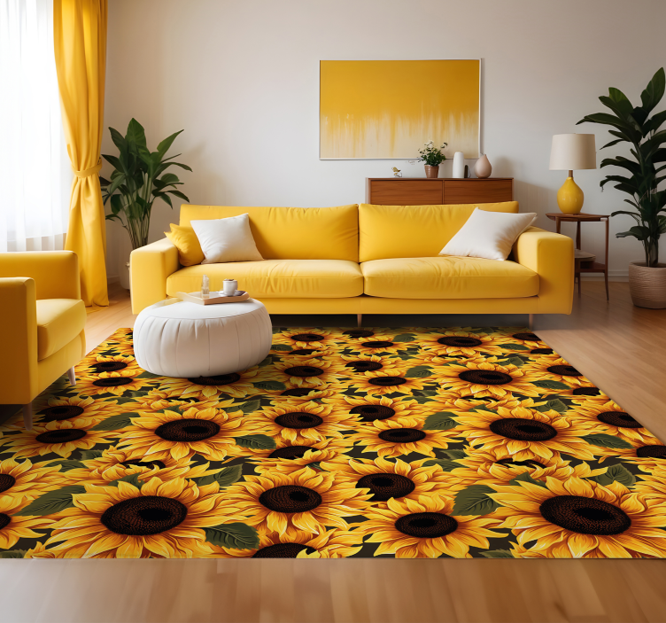 Tapis vinyle jaune conception de tournesol vintage - TenStickers