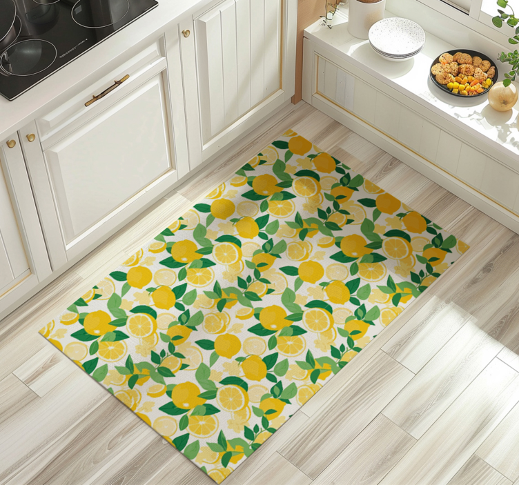 Tapis vinyle jaune motif de tranche de citron - TenStickers