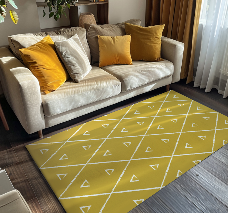 Tapis vinyle jaune motif géométrique en losanges - TenStickers