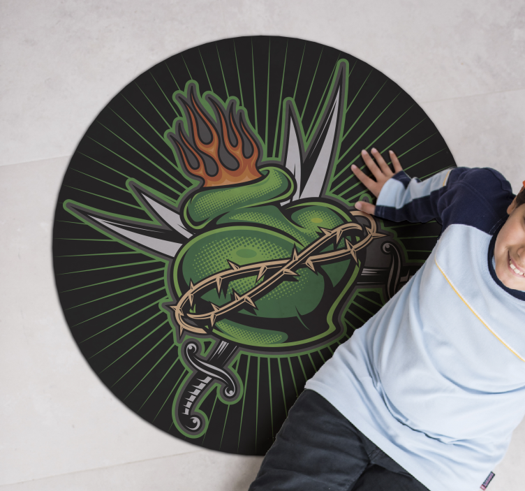 Tapis vinyle jeux coeur d'épée ardent - TenStickers