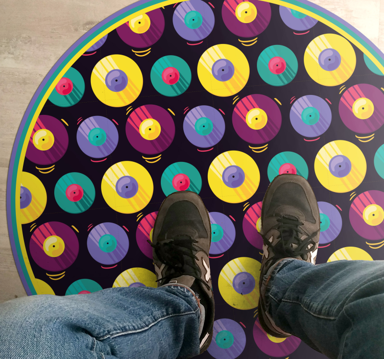 Tapis vinyle jeux composition de disques rétro - TenStickers