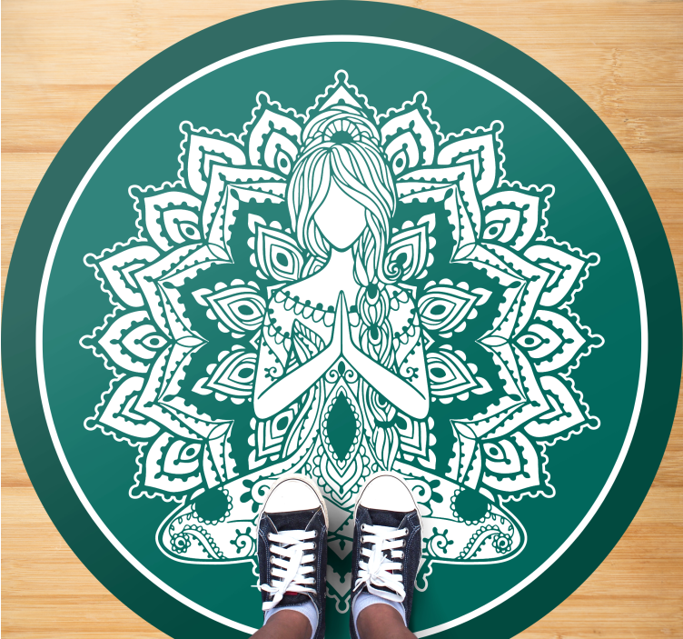 Tapis vinyle mandala art vert méditatif - TenStickers