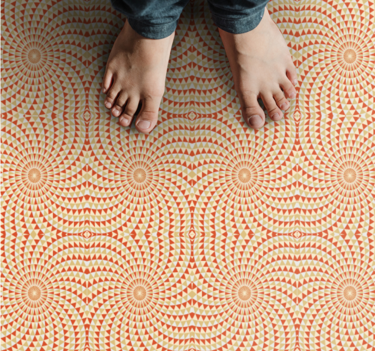 Tapis vinyle mandala couleur rouge et beige - TenStickers