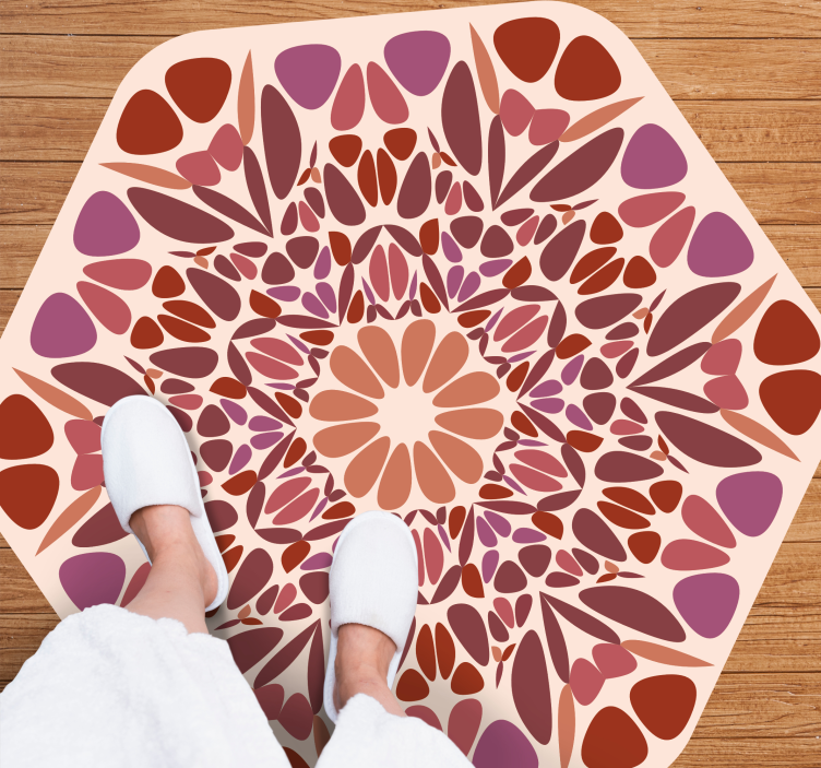Tapis vinyle mandala élément floral vivant - TenStickers