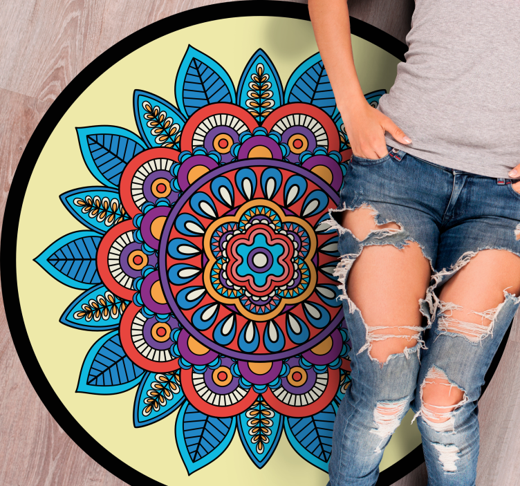 Tapis vinyle mandala motif circulaire coloré - TenStickers