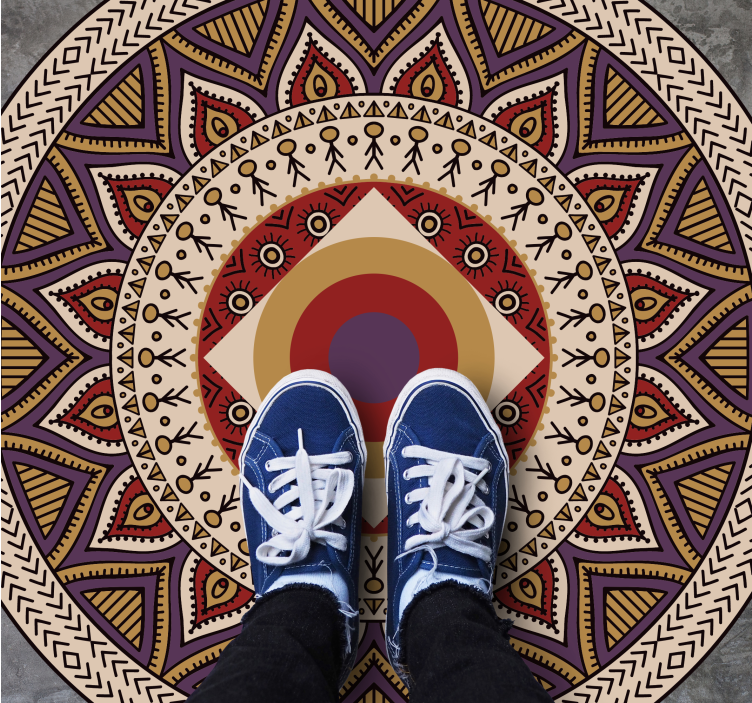 Tapis vinyle mandala motif circulaire vibrant - TenStickers