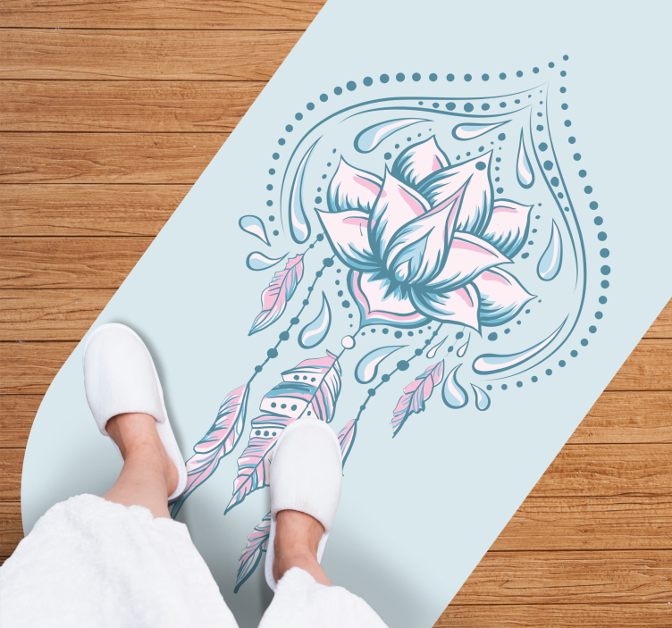 Tapis vinyle mandala motif de lotus - TenStickers