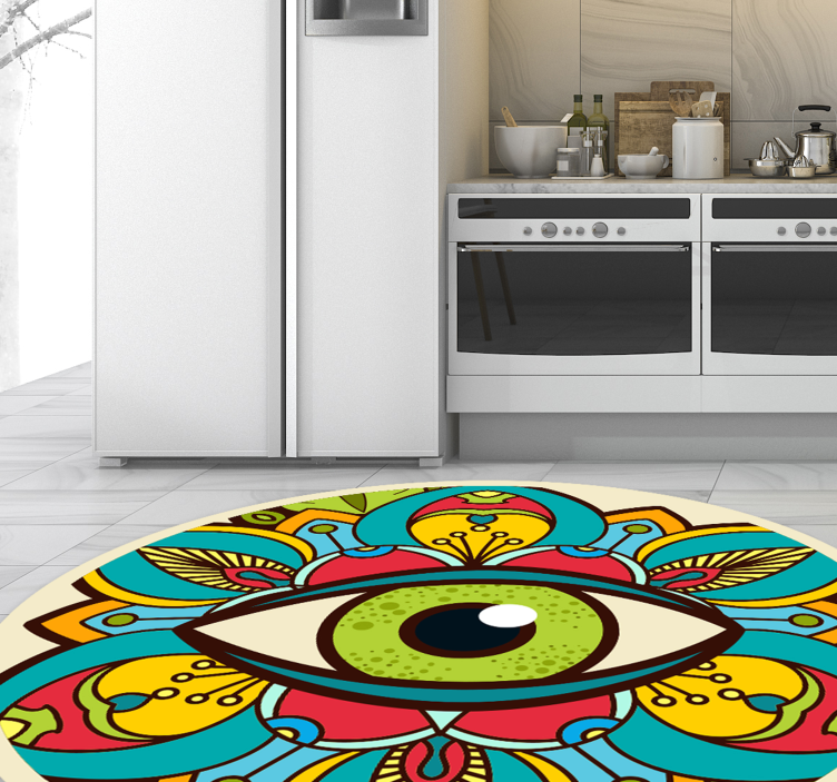 Tapis vinyle mandala motif d'œil coloré - TenStickers